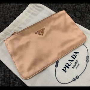Prada Pink/Cream Nylon Vela Cosmetics Bag